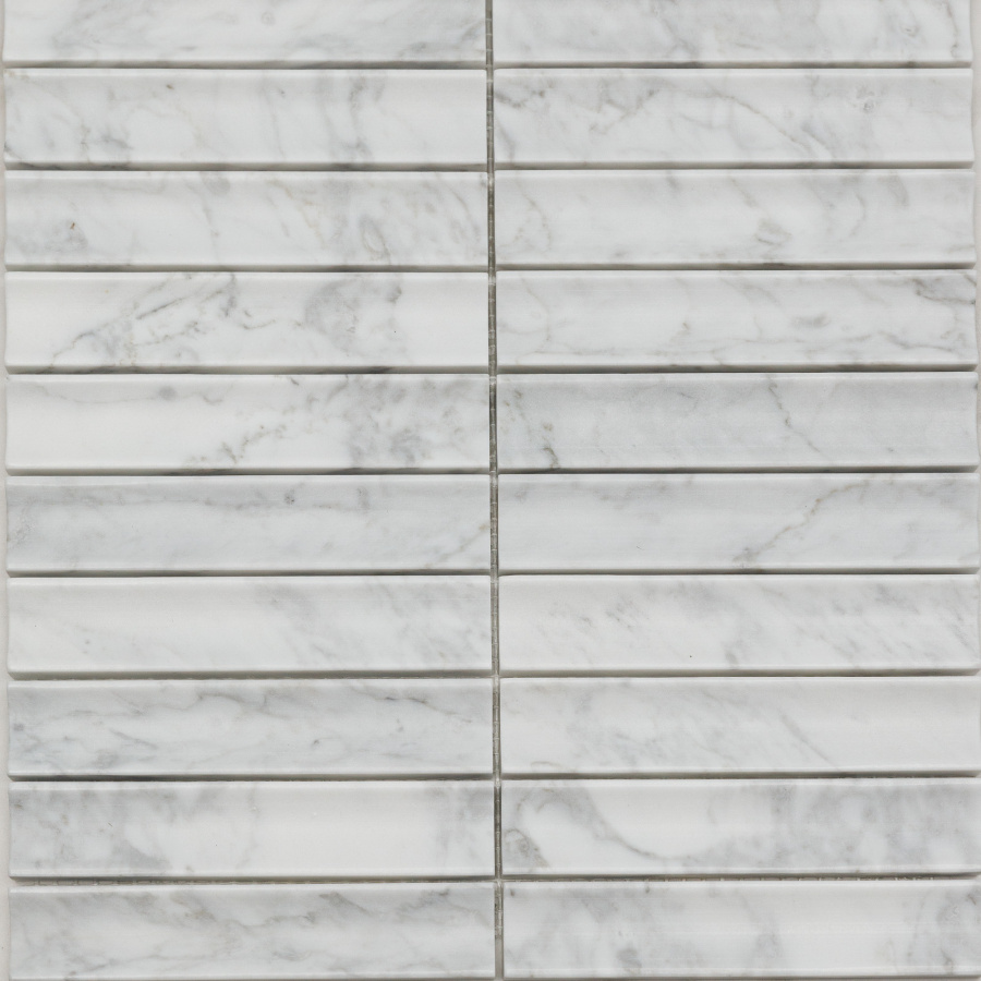PIX341 Bianco Carrara, Concave матовая 30х151 305х318х12 Pixmosaic