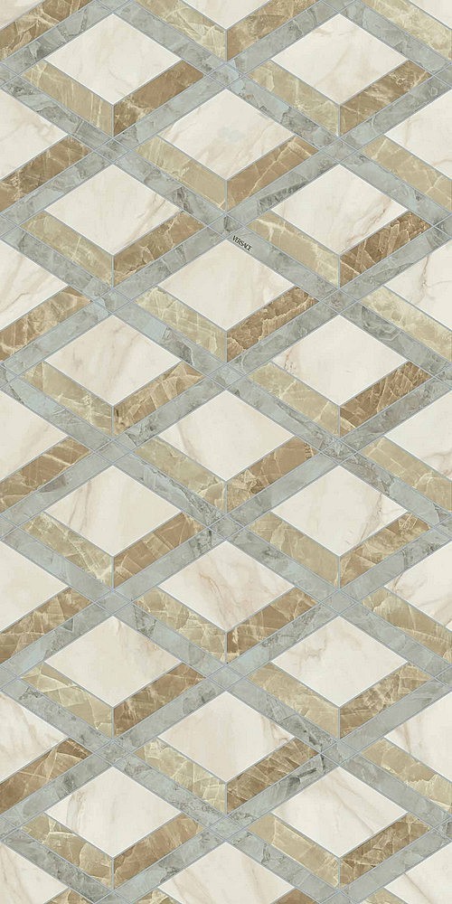 PF60014144 Tarsia Lozenge Avorio Deco Lux 3D Rett 60x120 Versace (Gardenia Orchidea)