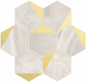 6001117 Мозаика NOLITA ESAGONA TRIANGOLI ORO LUSSO 30x28 Vallelunga