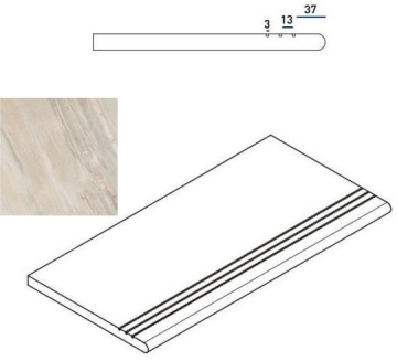 620040000024 Ступени WHITE GRADINO ROUND GRIP SX 30x60 Italon
