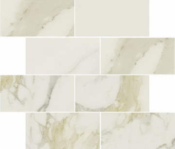753303 Мозаика I Classici Calacatta Gold Muretto Sfalsato Matte 7.5x15 6mm 30x30 Rex Ceramiche