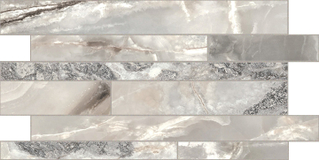 767673 Мозаика Onyx&More Silver Blend Glossy Modulo Listello SF 30x60 Casa Dolce Casa