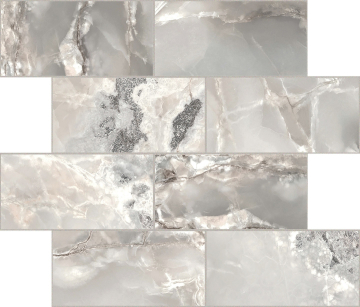 767706 Мозаика Onyx&More Silver Blend Glossy Modulo Muretto 6mm 7,5x15 30x30 Casa Dolce Casa