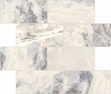 767785 Мозаика Onyx&More White Blend Glossy Modulo Muretto 6mm 7,5x15 30x30 Casa Dolce Casa