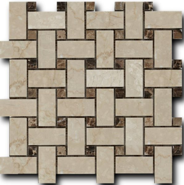 Art & Natura Мозаика Botticino Fiorito + Dark Imperador 3*6*1 30,5*30,5 Art & Natura