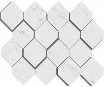 AS4A Мозаика Marvel Stone Carrara Pure Mosaico Esagono 3D 28,2X35,3 Atlas Concorde