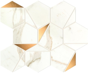 Atlas Concorde A4WU Мозаика Marvel Calacatta Prestigio Gold Hex Shiny 25,1x29 Atlas Concorde