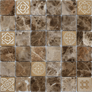 Caramelle Mosaic Мозаика Art Emperador dark MAT 48x48x8 300x300x8 Caramelle Mosaic