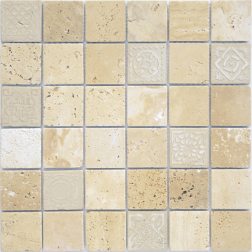 Caramelle Mosaic Мозаика Art Travertino beige MAT 48x48x8 300x300x8 Caramelle Mosaic