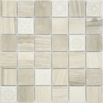 Caramelle Mosaic Мозаика Art Travertino silver MAT 48x48x8 300x300x8 Caramelle Mosaic
