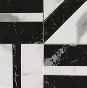 fQKC Мозаика Carrara Superiore / Nero Elegante Deco Mosaico 30x30 FAP Ceramiche