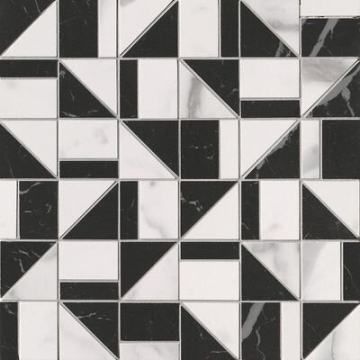 fQKN Мозаика Carrara Superiore-Nero Elegante Slash Mosaico 30.5x30.5 FAP Ceramiche