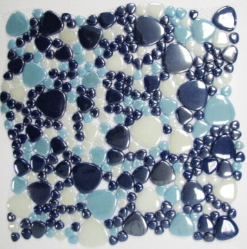 HVZ-334 Мозаика Dalma для бассейна сине-бело-голубой микс гладкие камешки 30,5x30,5 Keramissimo