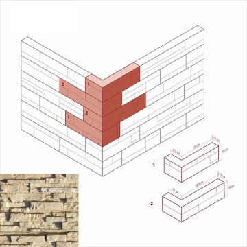 Искусственный камень 152-15 Уайт Клиффс Угол 10x28,5x10 (8,5x24x10) White Hills