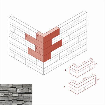Искусственный камень 158-85 Уайт Клиффс угол 10x28,5x10 (8,5x24x10) White Hills