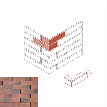 Искусственный камень 354-95 Терамо брик Угол 9x20,5x5.5 White Hills