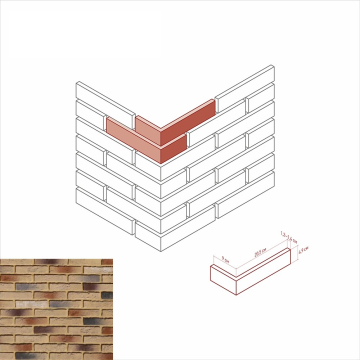 Искусственный камень 370-45 Бергамо брик Угол 9х20,5x4,9x1,2-1,4 White Hills