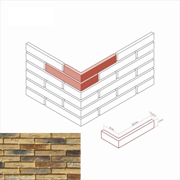 Искусственный камень 380-45 Остия брик угол 12x26.5x4.9 White Hills