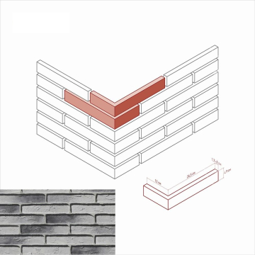 Искусственный камень 382-85 Остия брик угол 12x26.5x4.9 White Hills