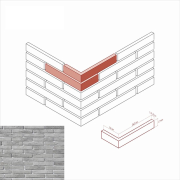 Искусственный камень 383-05 Остия брик Design Угол 12x26.5x4.9 White Hills