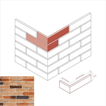 Искусственный камень 391-55 Тироль брик Design угол 13-12x7.3 (26.5-27.5x7.3) White Hills