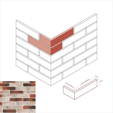 Искусственный камень 392-75 Тироль брик Угол 13-12x7.3 (26.5-27.5x7.3) White Hills