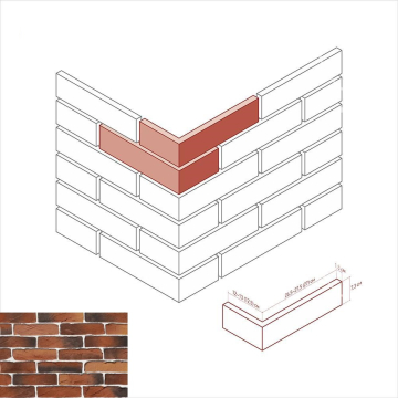 Искусственный камень 393-75 Тироль брик угол 13-12x7.3 (26.5-27.5x7.3) White Hills