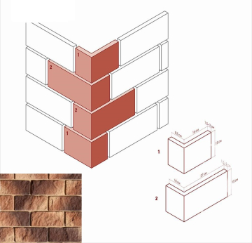 Искусственный камень 415-45 Лорн угол 8,5х16(10х26,5)x15x1,5-3 White Hills