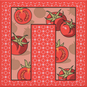 Kerama Marazzi HGD/A562/5107 Плитка Декор Сад-огород Помидор матовый 20х20 20x20 Kerama Marazzi