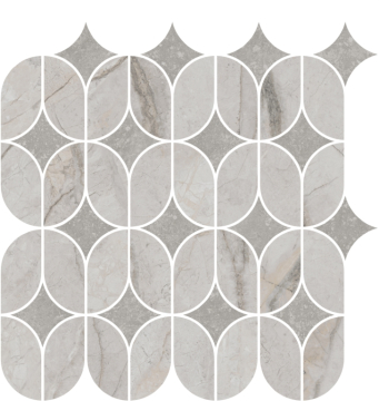 Kerama Marazzi KMD2HID004BR Плитка Декор Ифран наборный серый светлый глянцевый обрезной 30x32,5x0,9 Kerama Marazzi