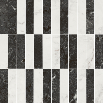 Kerama Marazzi KMD2MSA003BR Мозаика Декор Тубкаль мозаичный микс чёрный белый глянцевый обрезной 30x30x0,9 Kerama Marazzi
