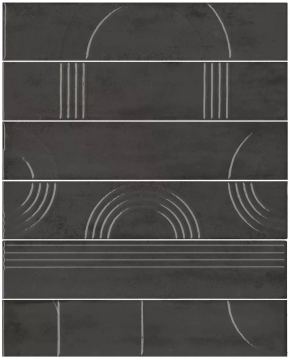 Kerama Marazzi KMP3STA009RN6X Плитка Панно Мажорель чёрный глянцевый (из 6 частей 6х28,5) 36x28,5x1 Kerama Marazzi