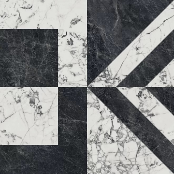 Kerama Marazzi SG013322R Керамогранит Бьянко Неро белый чёрный лаппатированный обрезной 119,5x119,5x0,9 Kerama Marazzi