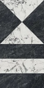 Kerama Marazzi SG565422R Керамогранит Бьянко Неро белый чёрный лаппатированный обрезной 60x119,5x0,9 Kerama Marazzi