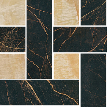 Керамогранит 240450 MARBLE MOSAICS CHESTERFIELD NERO-ORO 29,1x29,1 Versace (Gardenia Orchidea)