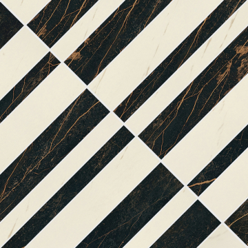 Керамогранит 240521 MARBLE MOSAICS OPTICAL NERO-BIANCO 58,5x58,5 Versace (Gardenia Orchidea)