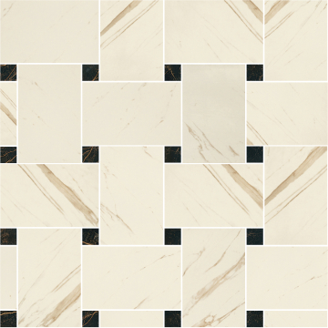Керамогранит 240531 MARBLE MOSAICS INTRECCIO BIAN-NERO 29,1x29,1 Versace (Gardenia Orchidea)
