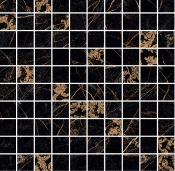 Керамогранит 240823 MOSAICS T100 DECORATO NERO 29,1x29,1 Versace (Gardenia Orchidea)