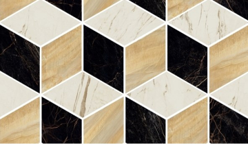 Керамогранит 240840 MOSAICS T3-3D NERO-ORO-BIANCO 17x29,1 Versace (Gardenia Orchidea)