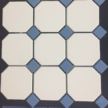 Керамогранит 4416 OCT11-1Ch White OCTAGON 16/Blue Cobait Dots 11 (лист 30х30 9 штук+вставки) Top Cer