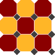 Керамогранит 4420/21 OCT14-A Brick Red 20 Ochre Yellow 20 Octagon/Black 14 Dots 30x30 Top Cer