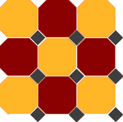 Керамогранит 4421/20 OCT14-B Brick Red 20 Ochre Yellow 20 Octagon/Black 14 Dots 30x30 см Top Cer
