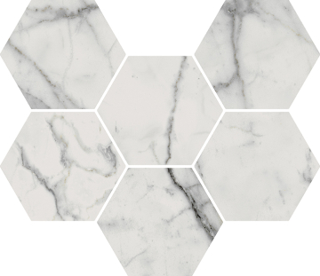 Керамогранит 620110000046 Charme Evo Statuario Mosaico Hexagon 25x29 Italon