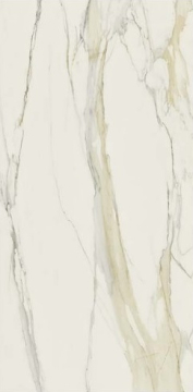 Керамогранит 750675 Calacatta Gold Open Book B Glossy 6mm 160x320 Rex Ceramiche