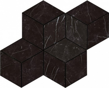 Керамогранит AS2K Marvel Nero Marquina Mosaico Esagono Lapp 30x35 Atlas Concorde