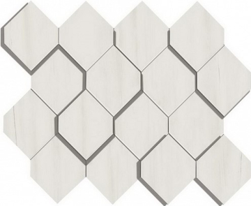 Керамогранит AS36 Marvel Bianco Dolomite Mosaico Esagono 3D 28.2x35.3 Atlas Concorde