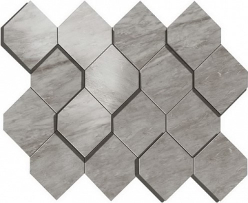 Керамогранит AS39 Marvel Bardiglio Grey Mosaico Esagono 3D 28.2x35.3 Atlas Concorde