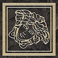Керамогранит G0047290 Tozzetto Medusa Nero/Oro Lap 9,8x9,8 Versace (Gardenia Orchidea)