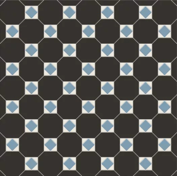 Керамогранит M6331/6602/7112 Октагон черный / Квадрат голубой / Треугольник белый на сетке 320x320 Metlah.Store