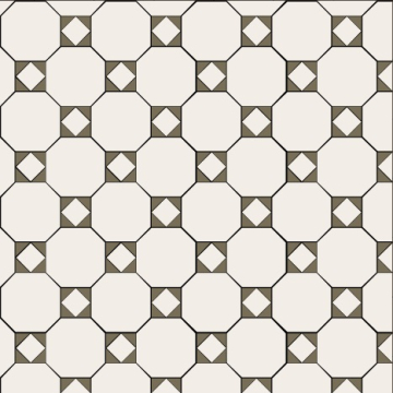 Керамогранит M7131/7102/6712 Октагон белый / Квадрат белый / Треугольник зеленый на сетке 320x320 Metlah.Store